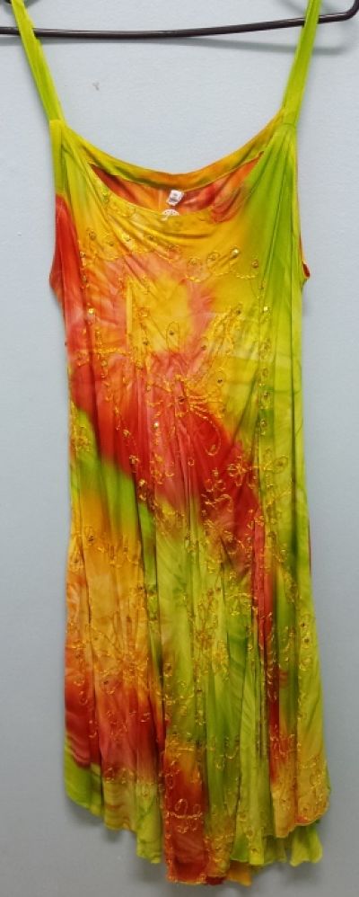 DRESS - Sequin green, yellow, red - Click Image to Close